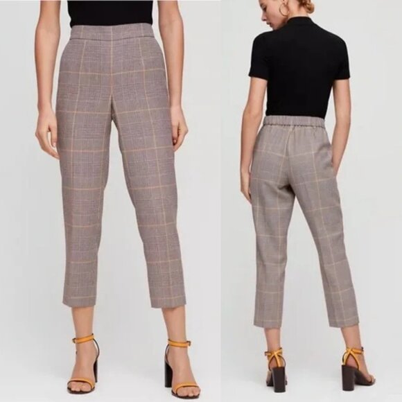 Aritzia Babaton Conan Plaid Crop Trouser Women's Size 2 - Picture 1 of 8
